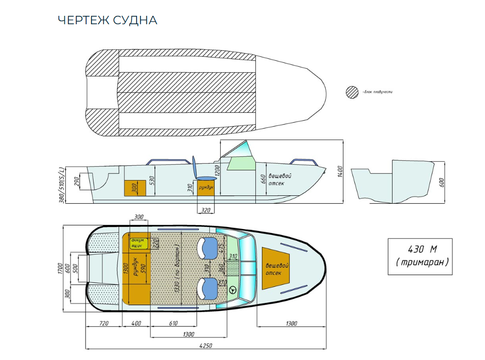 Стеклопластиковый катер Wyatboat-430 M (тримаран) в Димитровграде Стеклопластиковый катер Wyatboat-430 M (тримаран) в Димитровграде