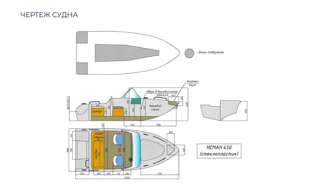 Стеклопластиковый катер Neman-450 в Димитровграде Стеклопластиковый катер Neman-450 в Димитровграде